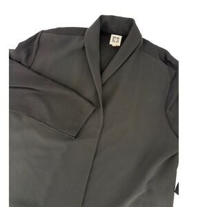 Anne Klein Womens XL Black Open Front Shawl Collar Mixed Media Ribbed Cardigan